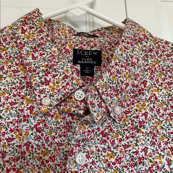 J. Crew flex washed classic floral pinks/reds button down sz L - Picture 3 of 11